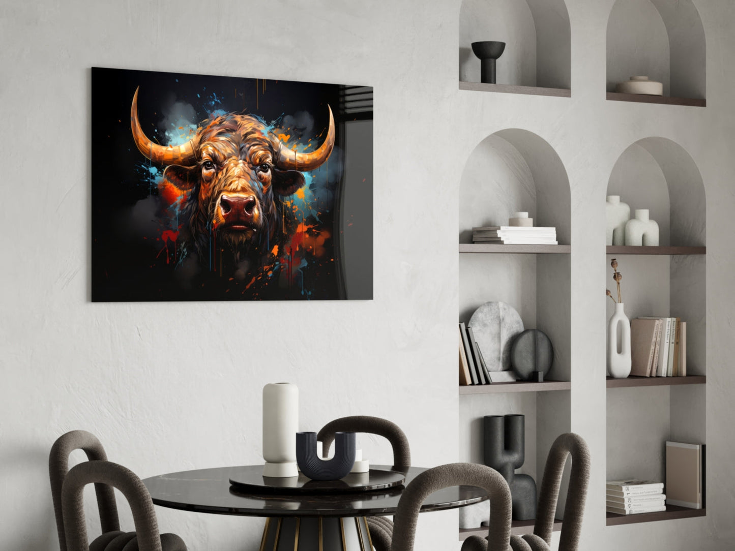 Bull Glass Wall Art