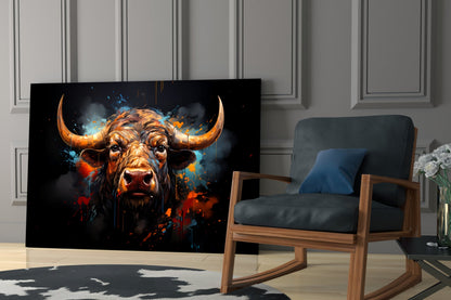 Bull Glass Wall Art