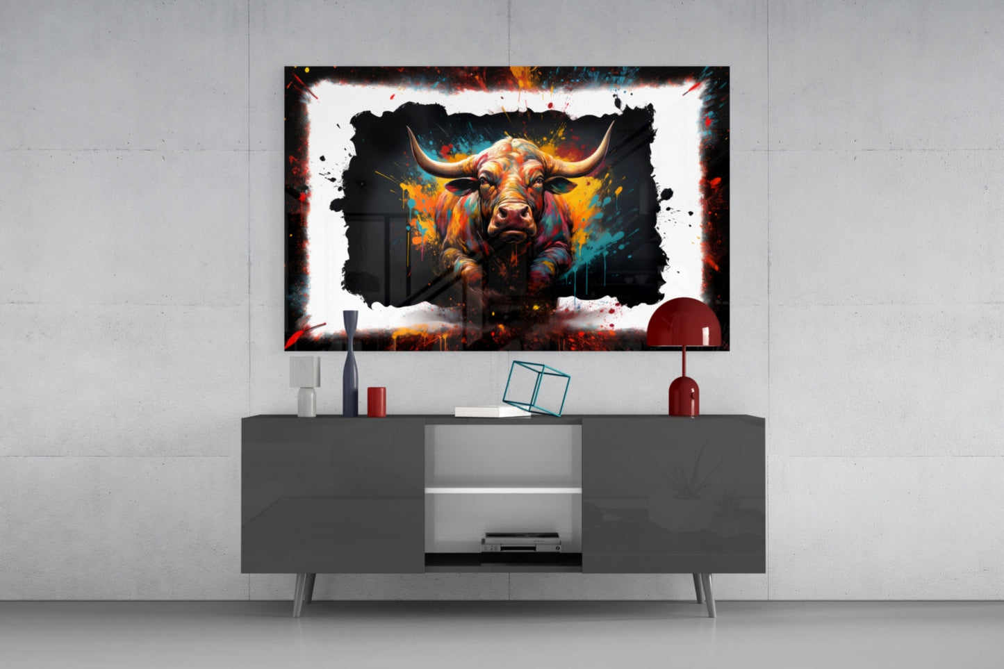 Bull Glass Wall Art