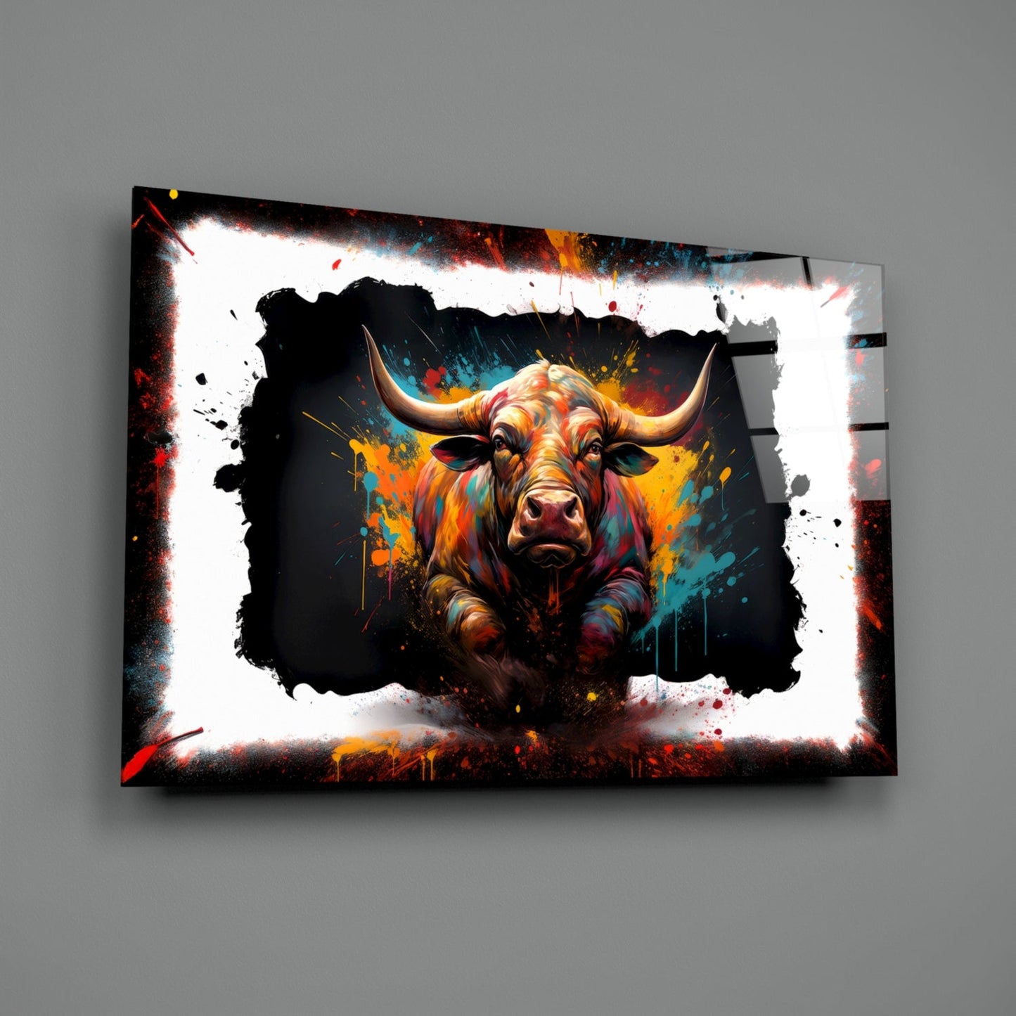 Bull Glass Wall Art