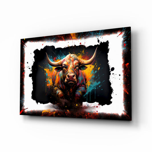 Bull Glass Wall Art