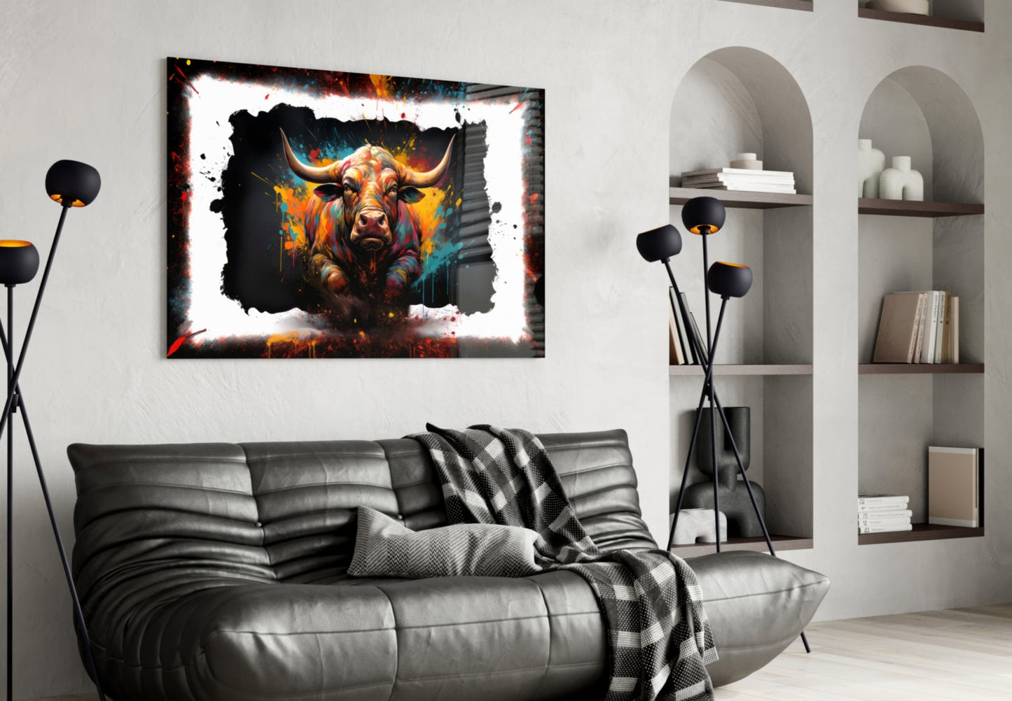 Bull Glass Wall Art