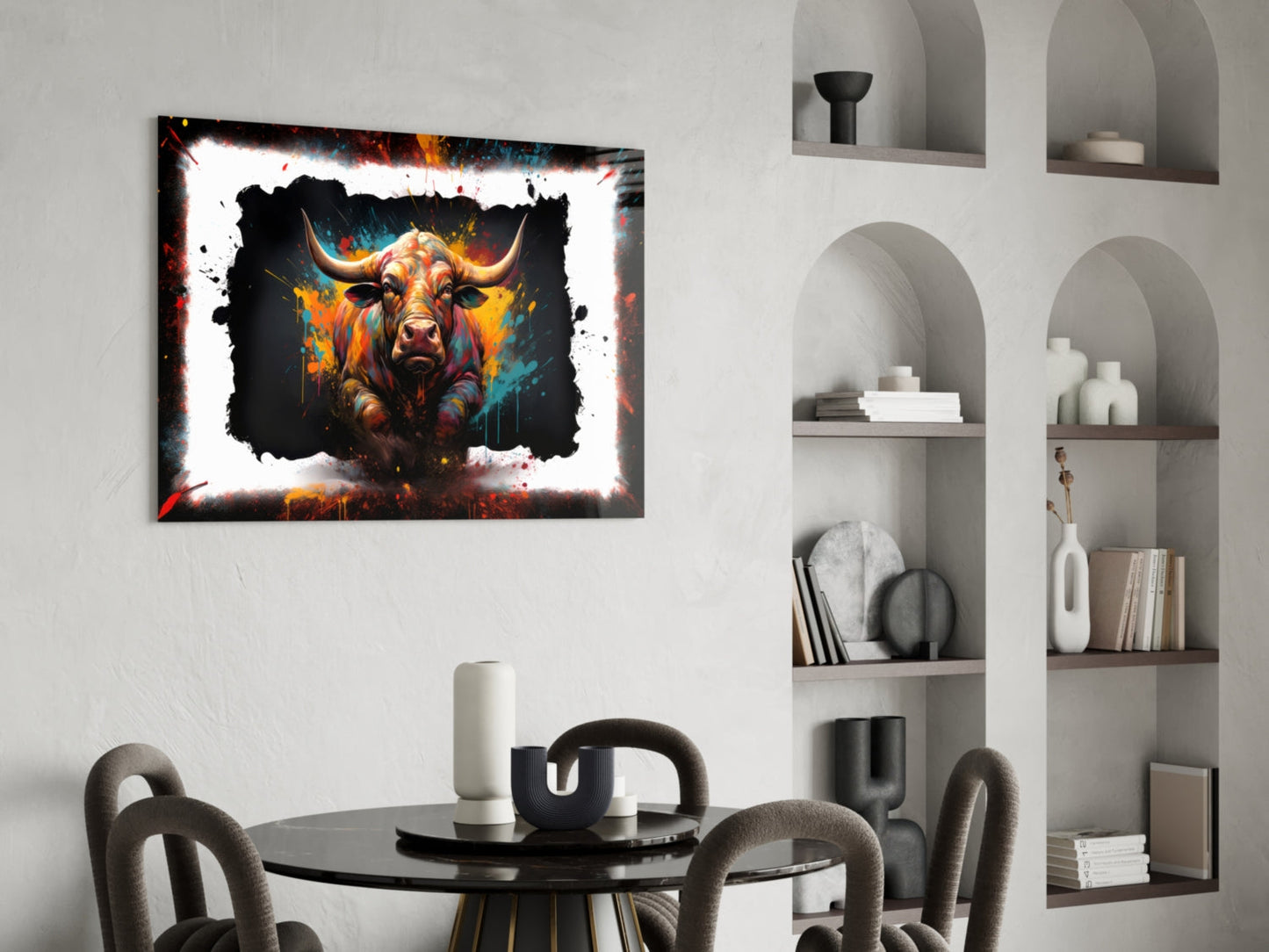 Bull Glass Wall Art