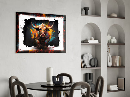Bull Glass Wall Art