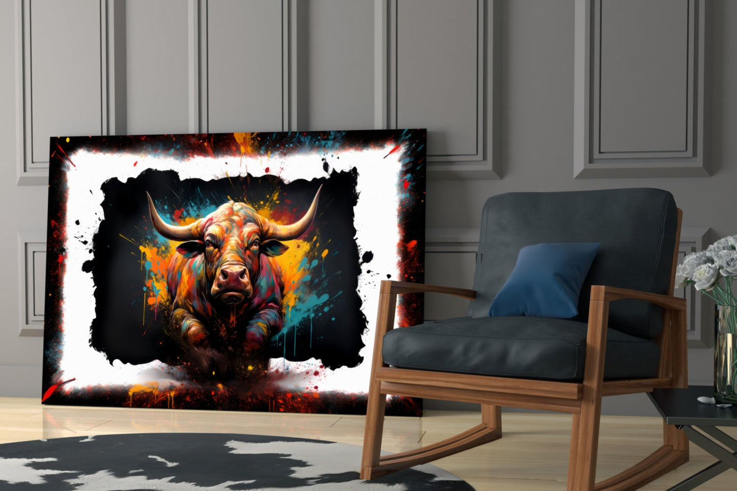 Bull Glass Wall Art