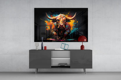 Bull Glass Wall Art