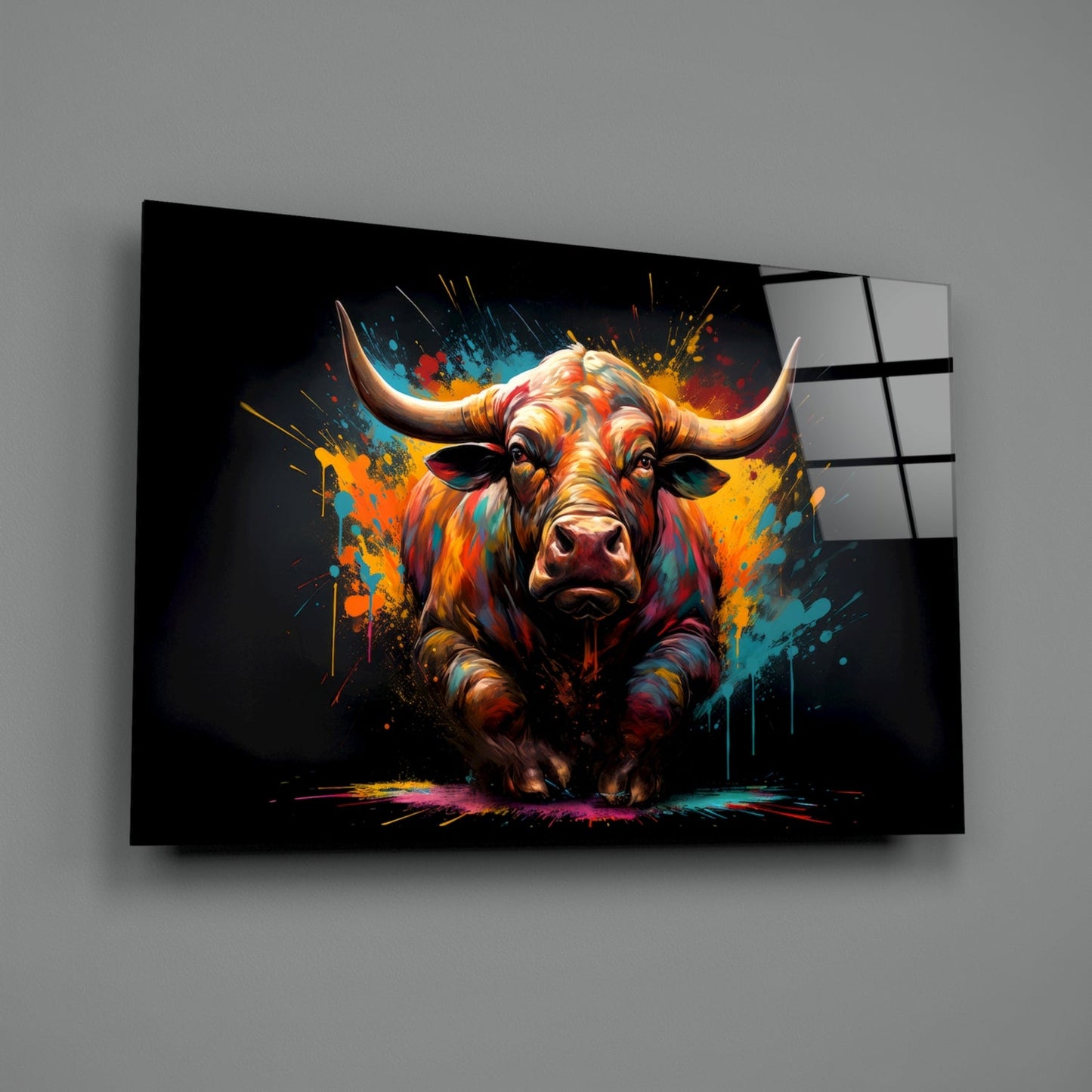 Bull Glass Wall Art