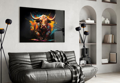 Bull Glass Wall Art