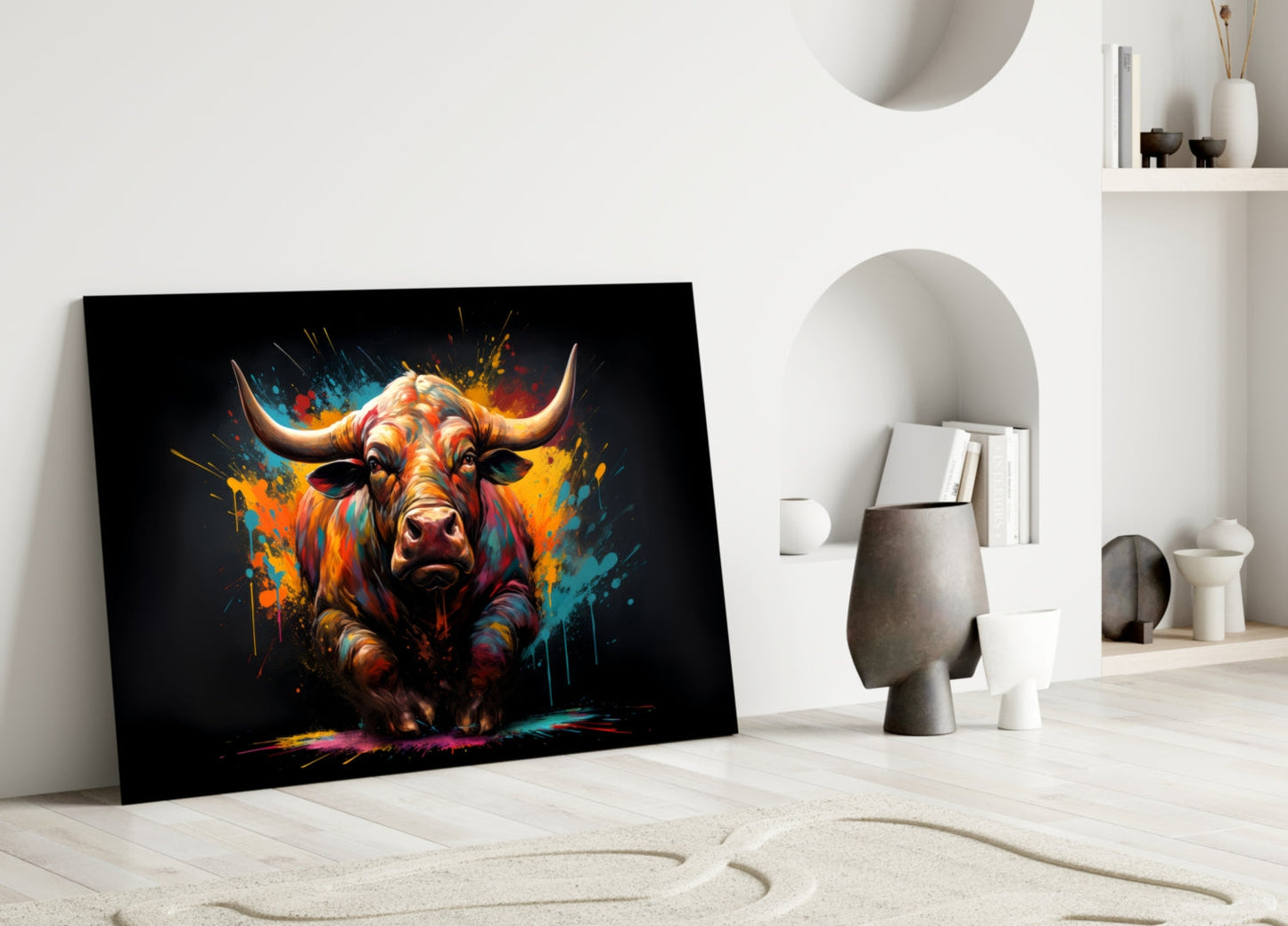 Bull Glass Wall Art
