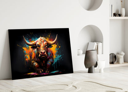 Bull Glass Wall Art