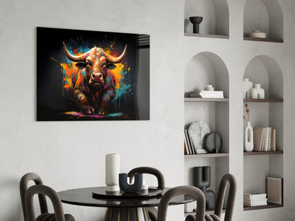 Bull Glass Wall Art