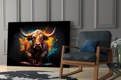 Bull Glass Wall Art