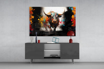 Bull Glass Wall Art