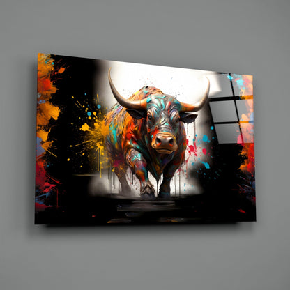 Bull Glass Wall Art