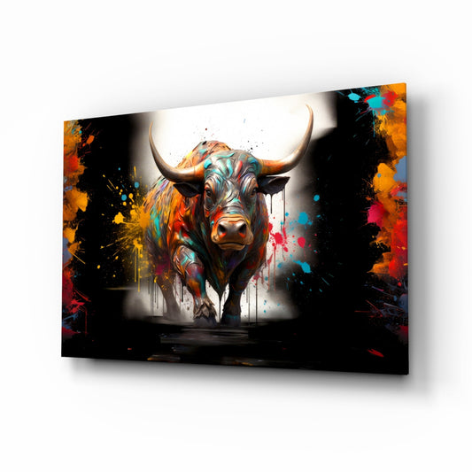 Bull Glass Wall Art