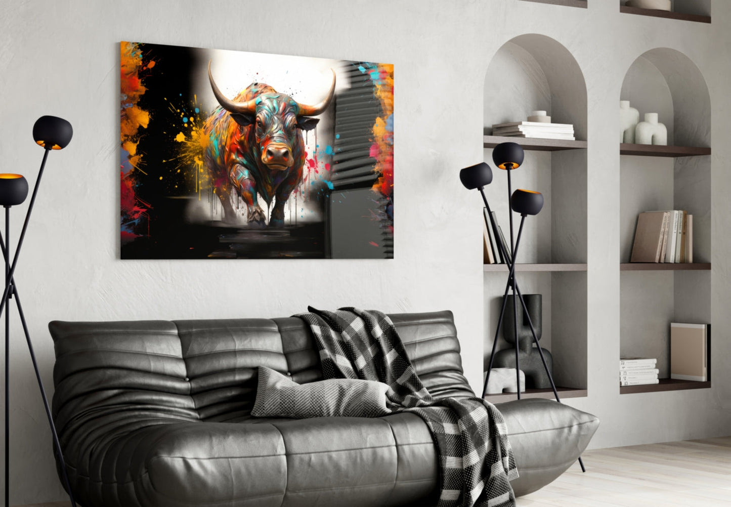 Bull Glass Wall Art