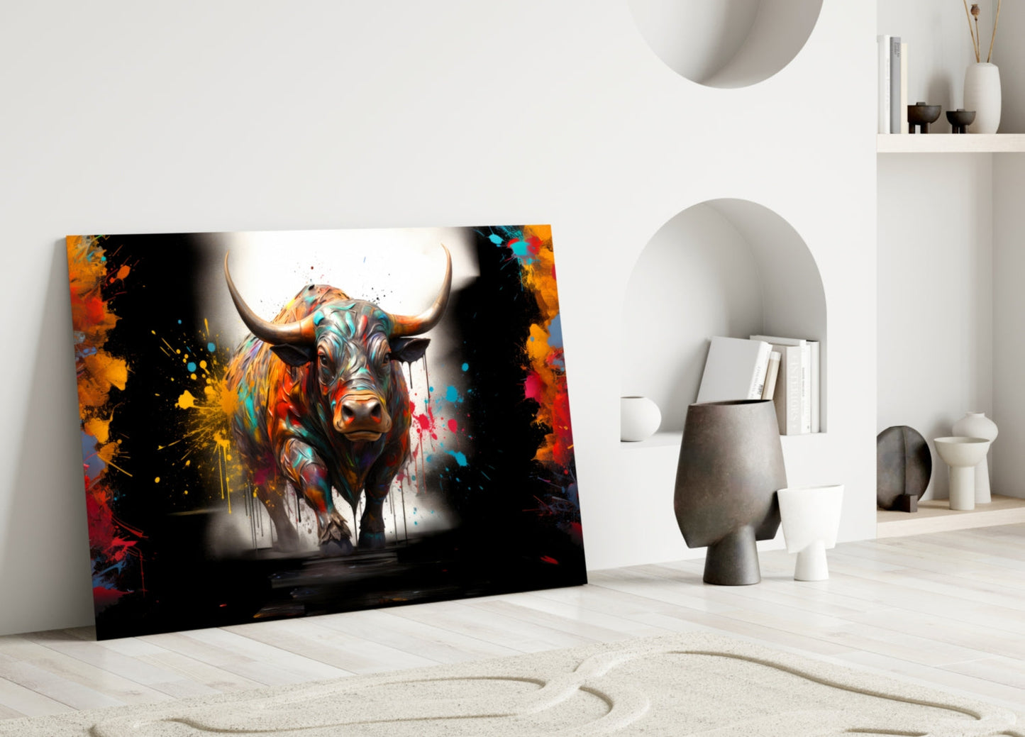 Bull Glass Wall Art