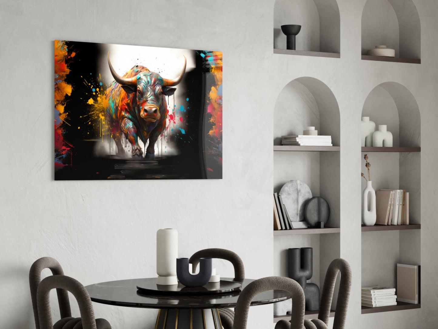 Bull Glass Wall Art