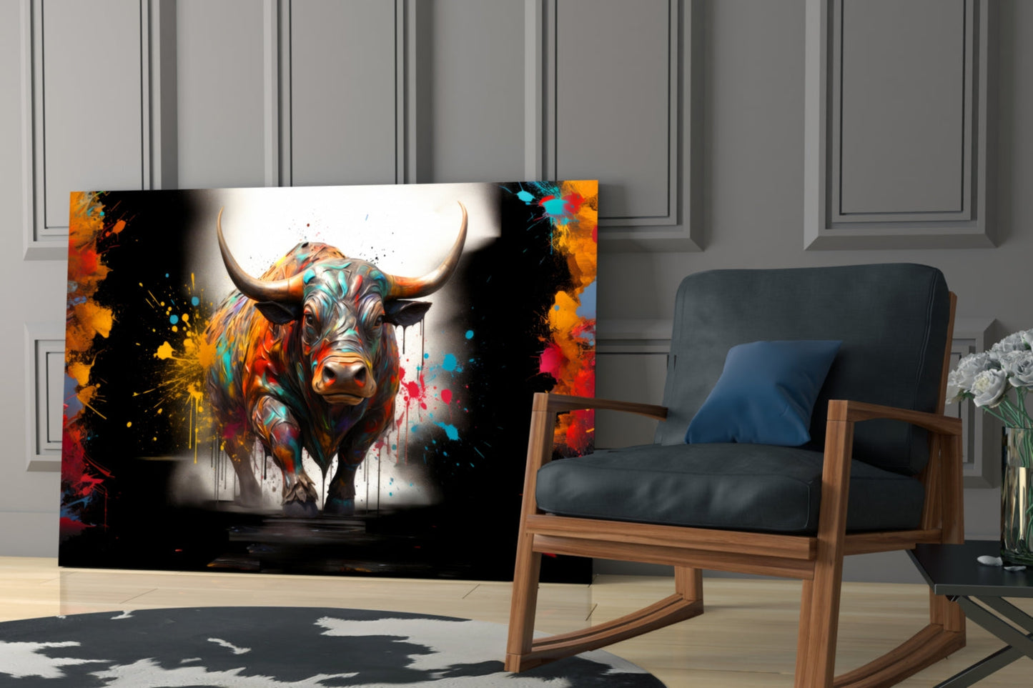 Bull Glass Wall Art