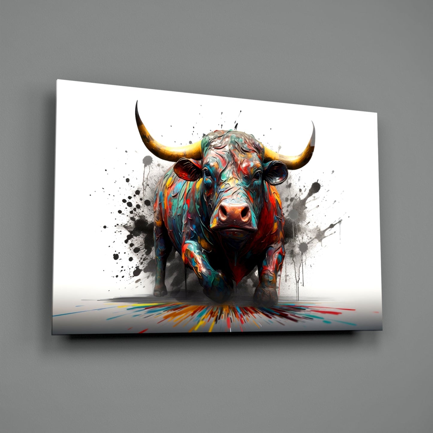 Bull Glass Wall Art Pop Graffiti Print