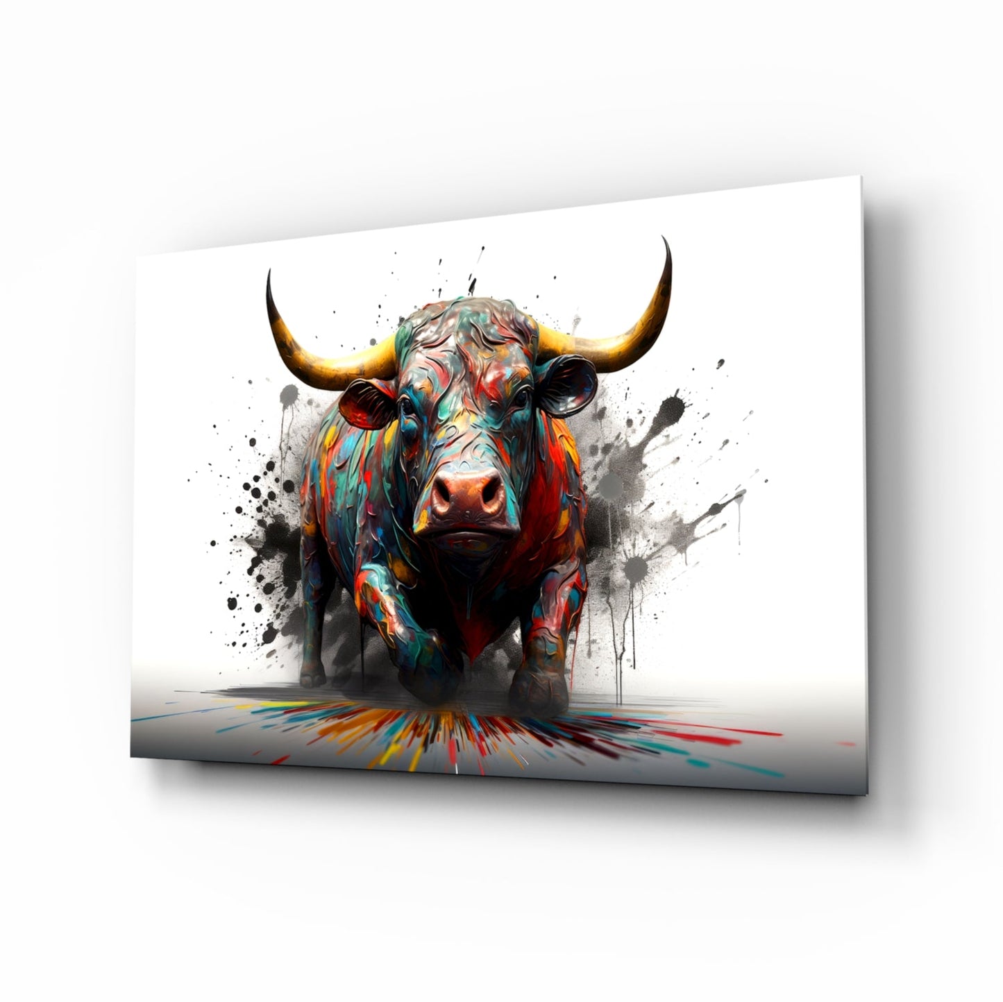 Bull Glass Wall Art Pop Graffiti Print