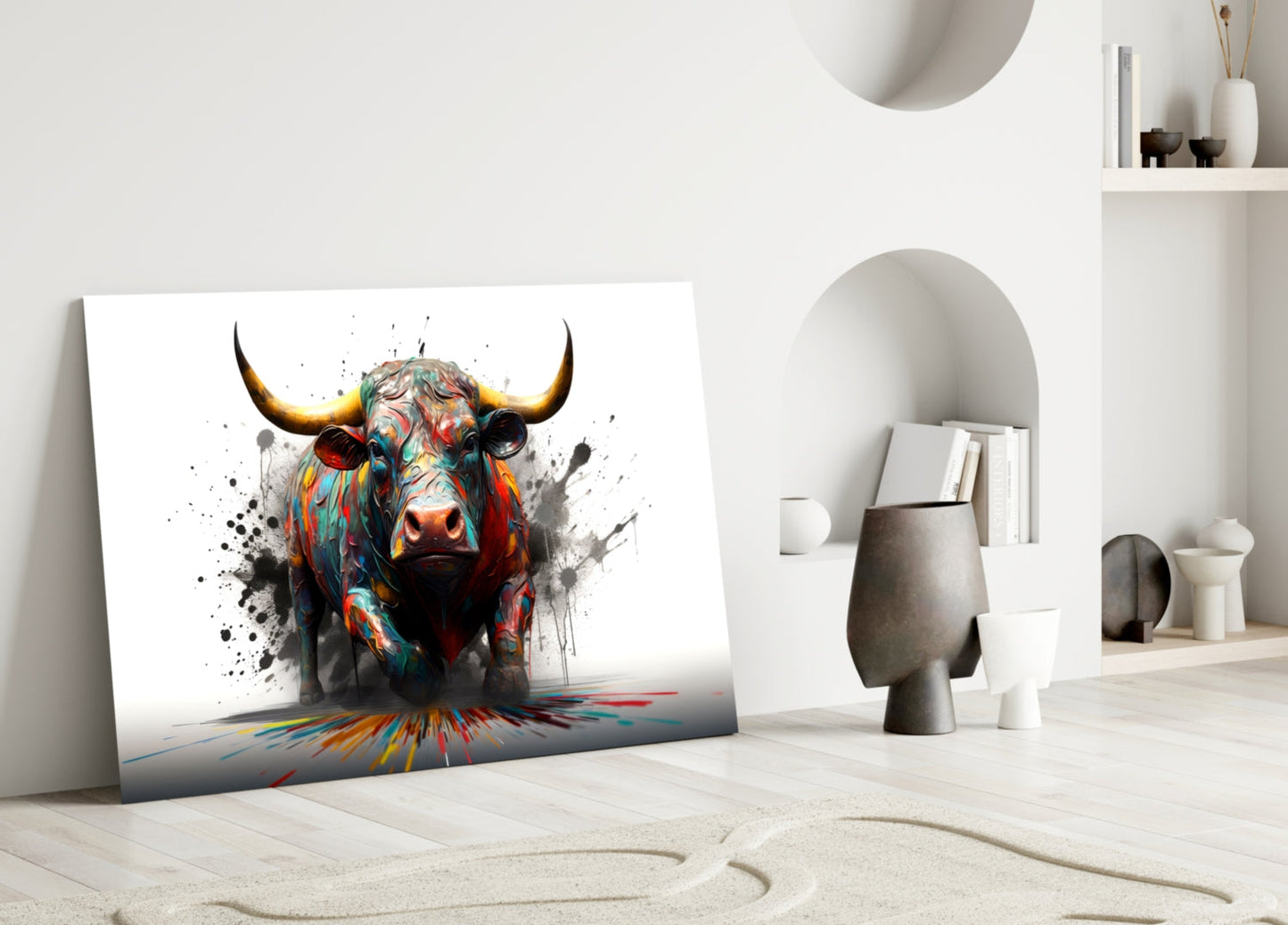 Bull Glass Wall Art Pop Graffiti Print