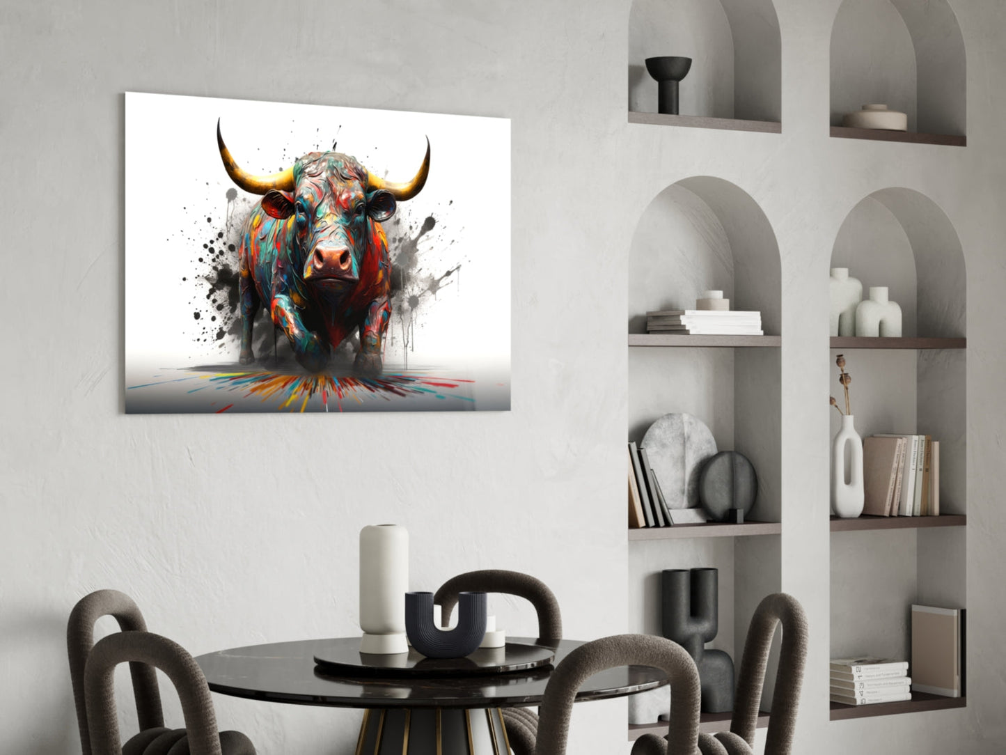 Bull Glass Wall Art Pop Graffiti Print
