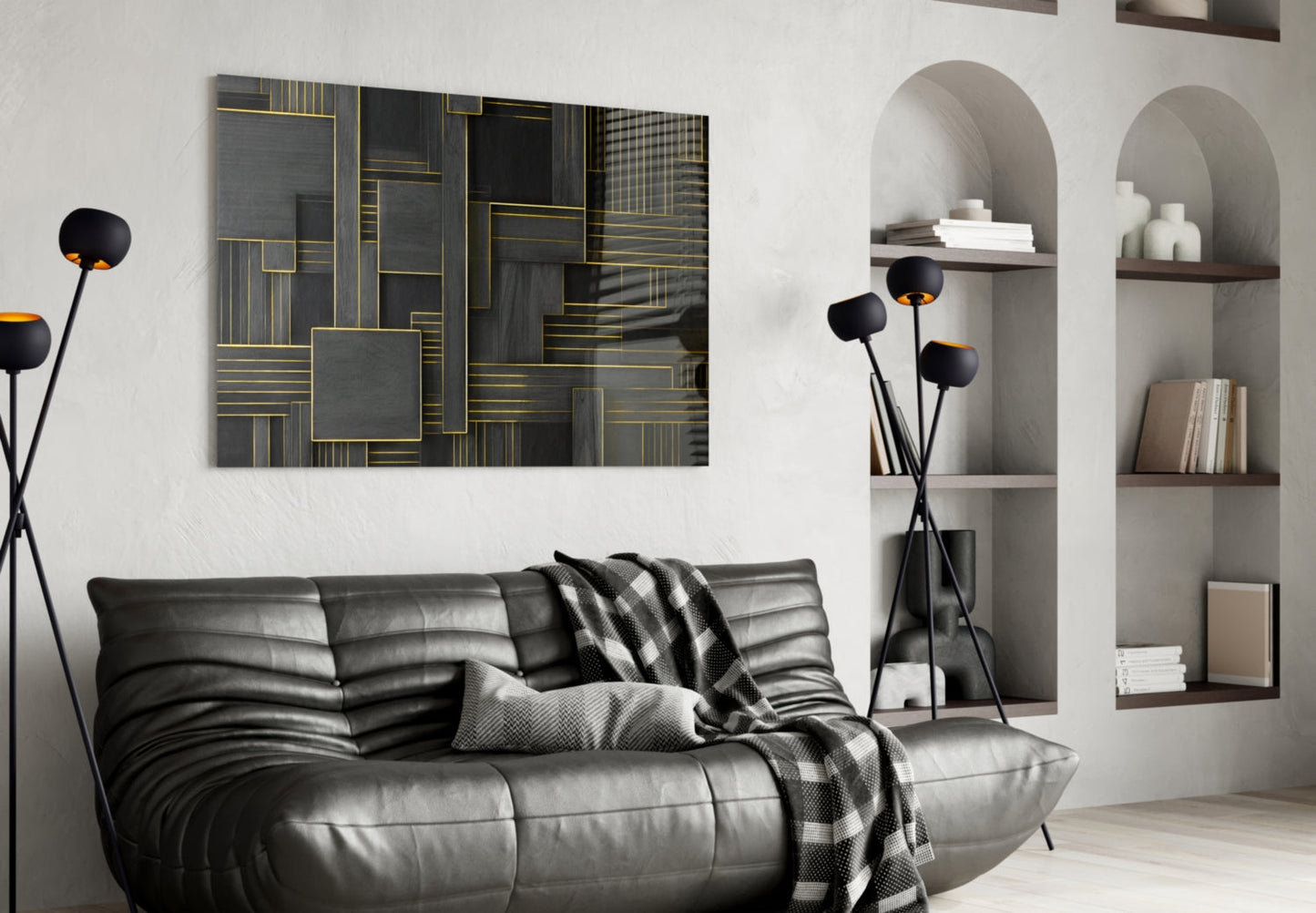 Art Deco Rectangles Glass Wall Art