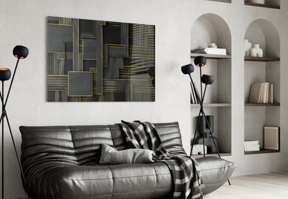 Art Deco Rectangles Glass Wall Art