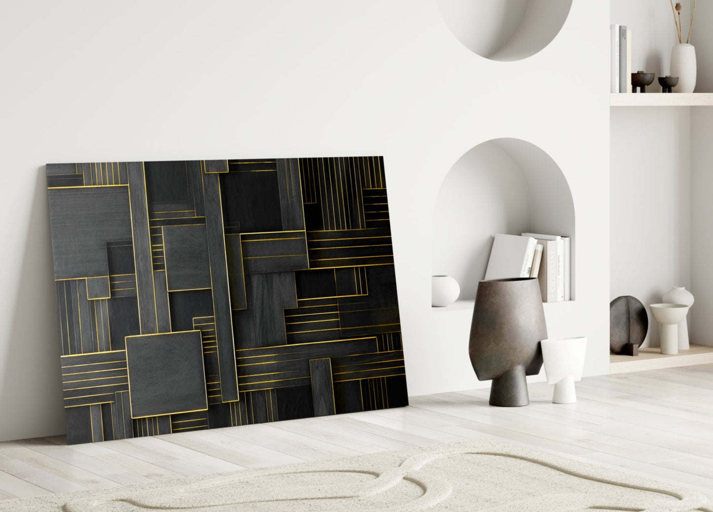 Art Deco Rectangles Glass Wall Art