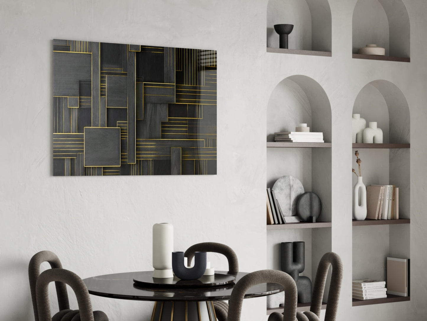 Art Deco Rectangles Glass Wall Art
