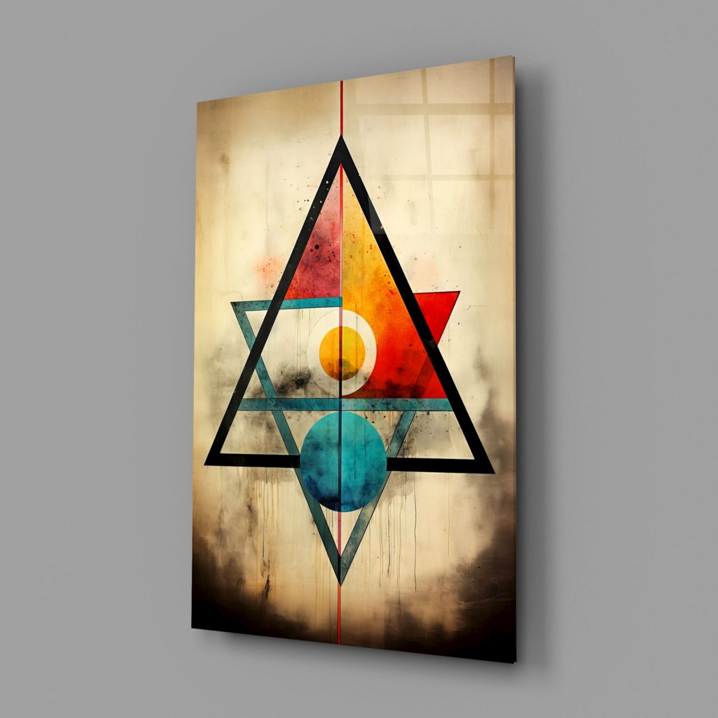 Sacred Geometry Triangles Glass Wall Art
