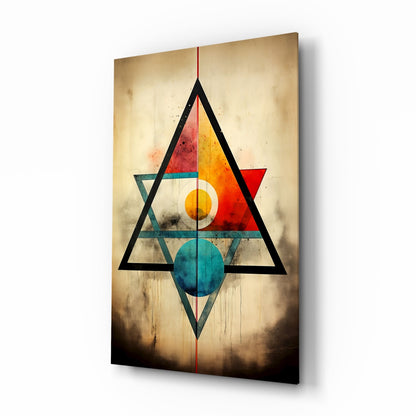 Sacred Geometry Triangles Glass Wall Art