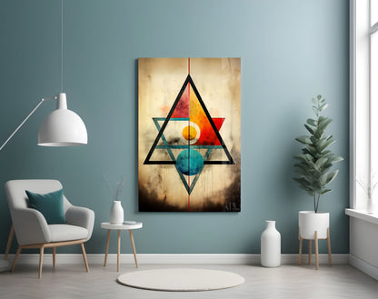Sacred Geometry Triangles Glass Wall Art
