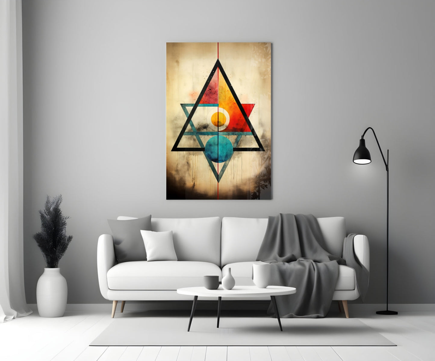 Sacred Geometry Triangles Glass Wall Art