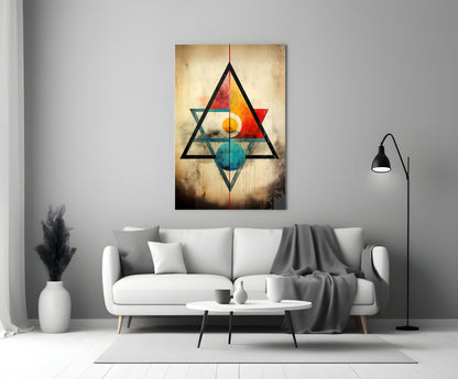 Sacred Geometry Triangles Glass Wall Art