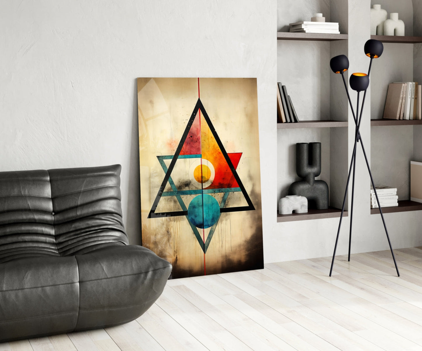 Sacred Geometry Triangles Glass Wall Art