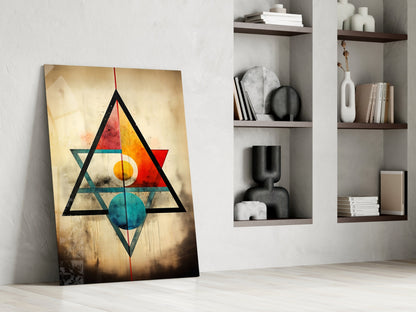 Sacred Geometry Triangles Glass Wall Art