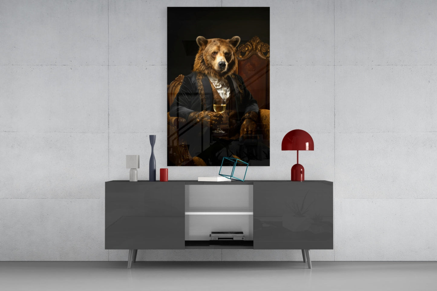 Gentleman Bear Glass Wall Art