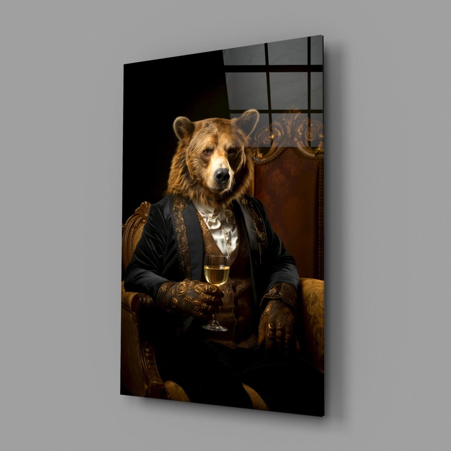 Gentleman Bear Glass Wall Art