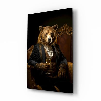 Gentleman Bear Glass Wall Art