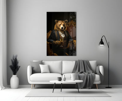 Gentleman Bear Glass Wall Art