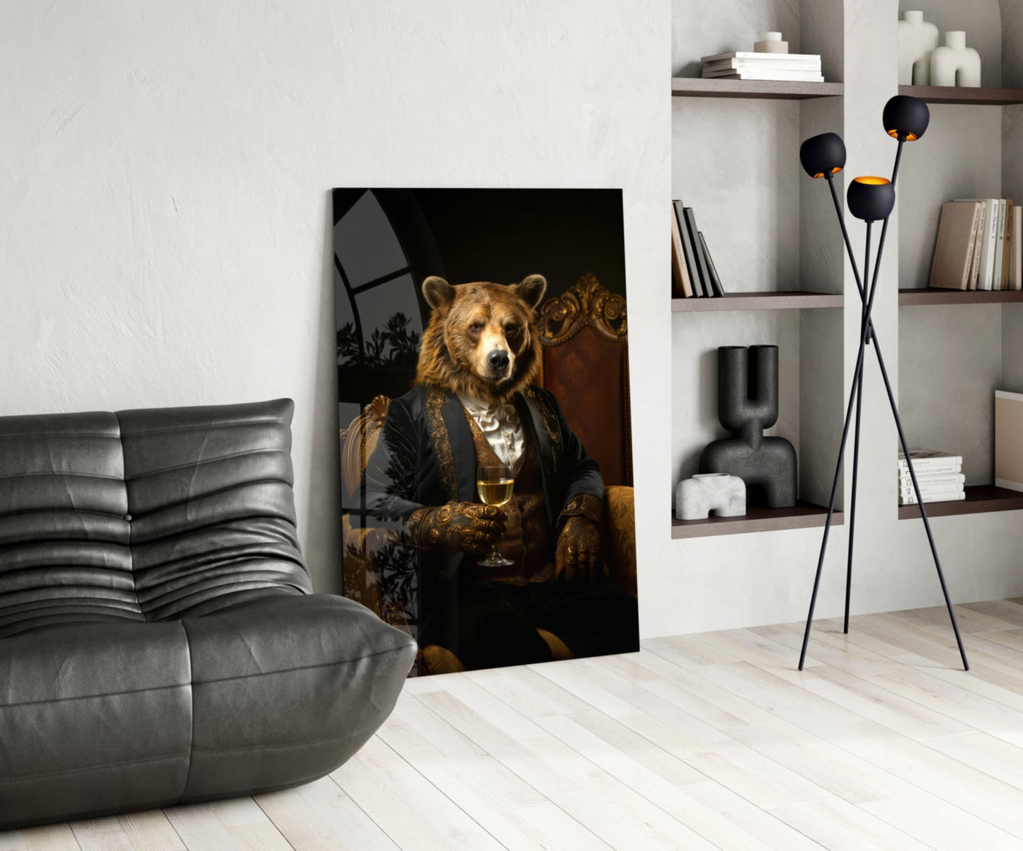 Gentleman Bear Glass Wall Art