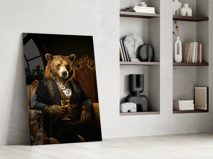 Gentleman Bear Glass Wall Art