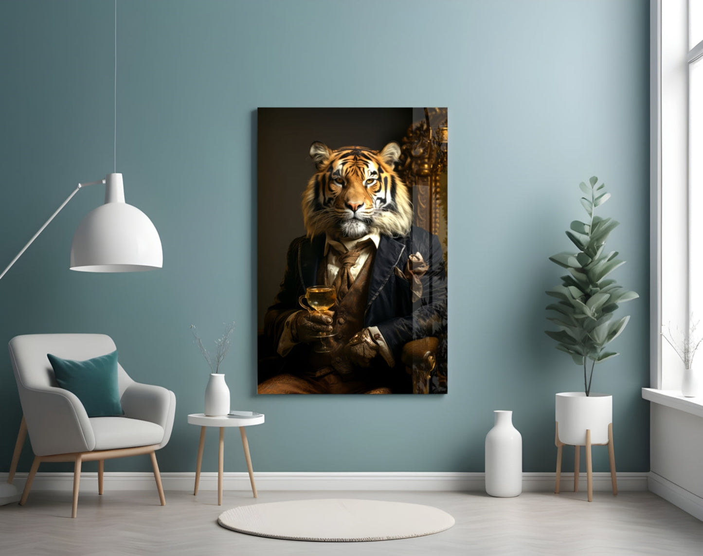 Gentleman Tiger Glass Wall Art