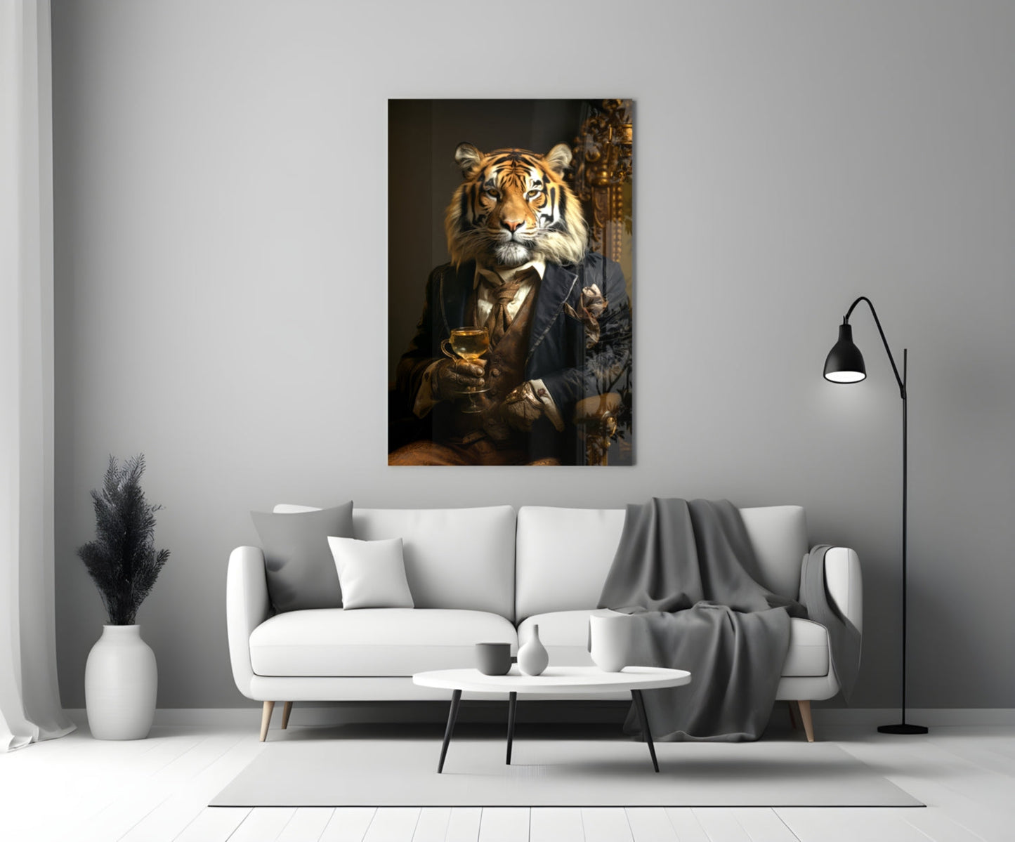 Gentleman Tiger Glass Wall Art