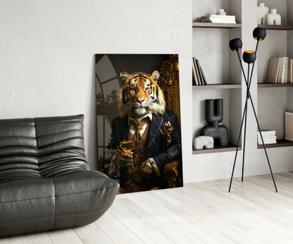 Gentleman Tiger Glass Wall Art