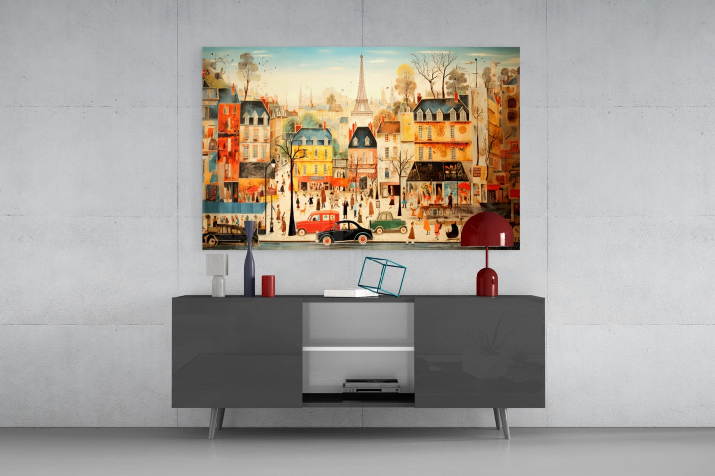 Paris City Life Glass Wall Art