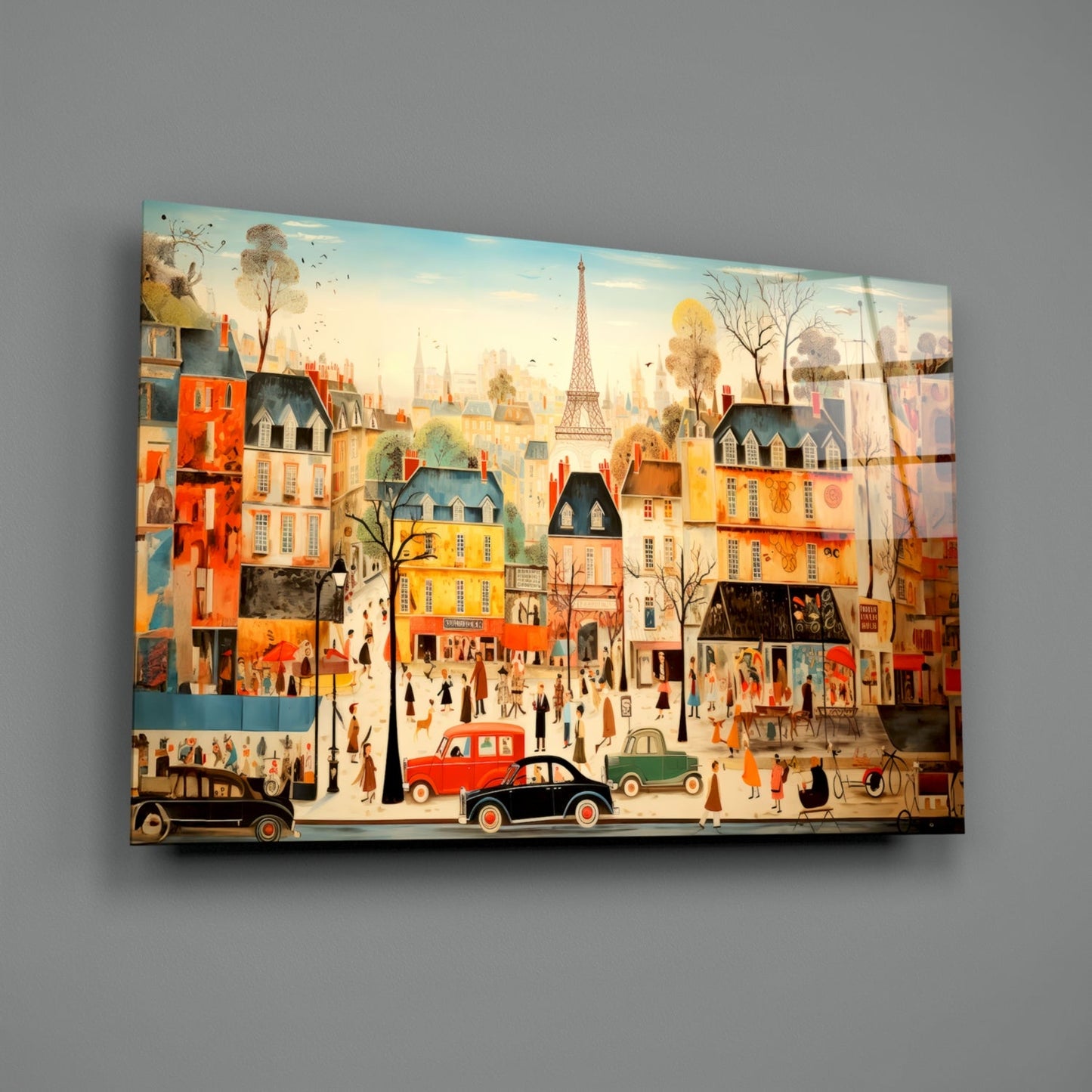Paris City Life Glass Wall Art