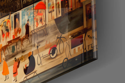 Paris City Life Glass Wall Art